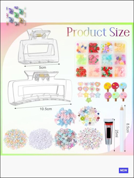 DIY Hair Claw Clips Kit 6 Acrylic Barrettes with Decorations for Party Crafting main image 6